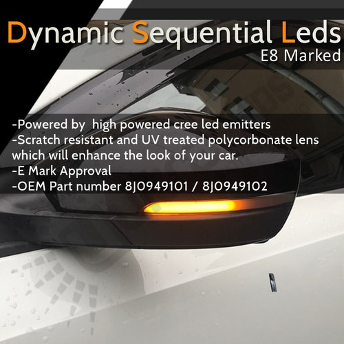 2x Dynamic Wing LED Mirror Indicators Smoked LED Audi TT TTS MK2 8J R8 07-14 M28 - Picture 2 of 5