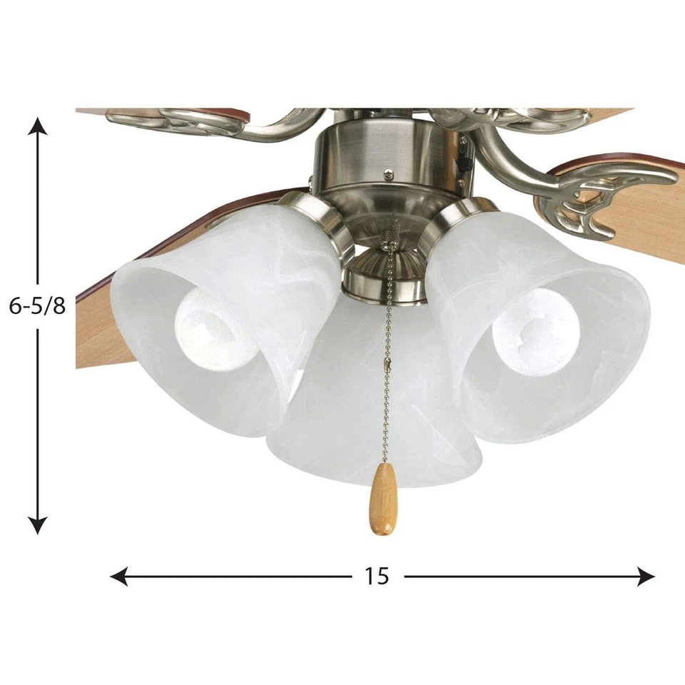 AirPro Collection Three-Light Ceiling Fan Light, Brushed Nickel - Image 3 of 3