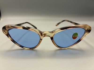 NILSOL ITALY - 50/60er Jahre Sonnenbrille - NEU/NOS - Cat Eye - Vintage - blaue Gläser