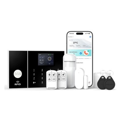Drahtloses Alarmanlage Wohnung,GSM/WiFi komplettes Alarm System mit 120-dB-Alarm