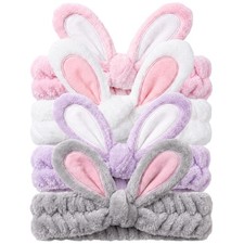 Bunny Ears Headbands for Women Makeup Headband Hair Accessories 4Pcs
