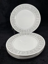 Imperial China 10 1/4" Dinner Plate SET (5) W Dalton WHITNEY 5671 Gray Scrolls