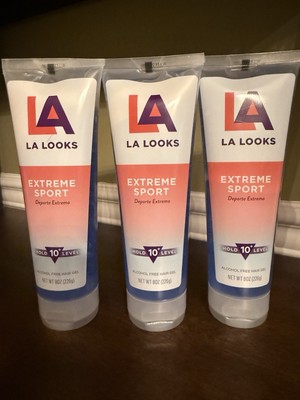 3x LA Looks Extreme Sport Hair Gel Alcohol Free Gel Hold 10+ Level 8oz