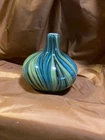 Vintage Glass Murano Swirl 7” Hand Blown Vase - Blue, Green, Black