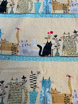 2 .5 yds-Benartex It's Raining Cats and Dogs Cotton Panel Beige 45''. The cutest!