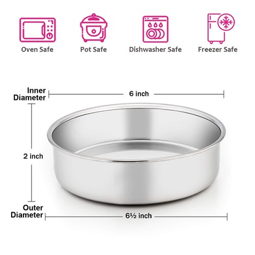 6 Inch Cake Pan Set of 3, Stainless Steel Round Smash Cake Baking Pans Tins, ... - Picture 2 of 7