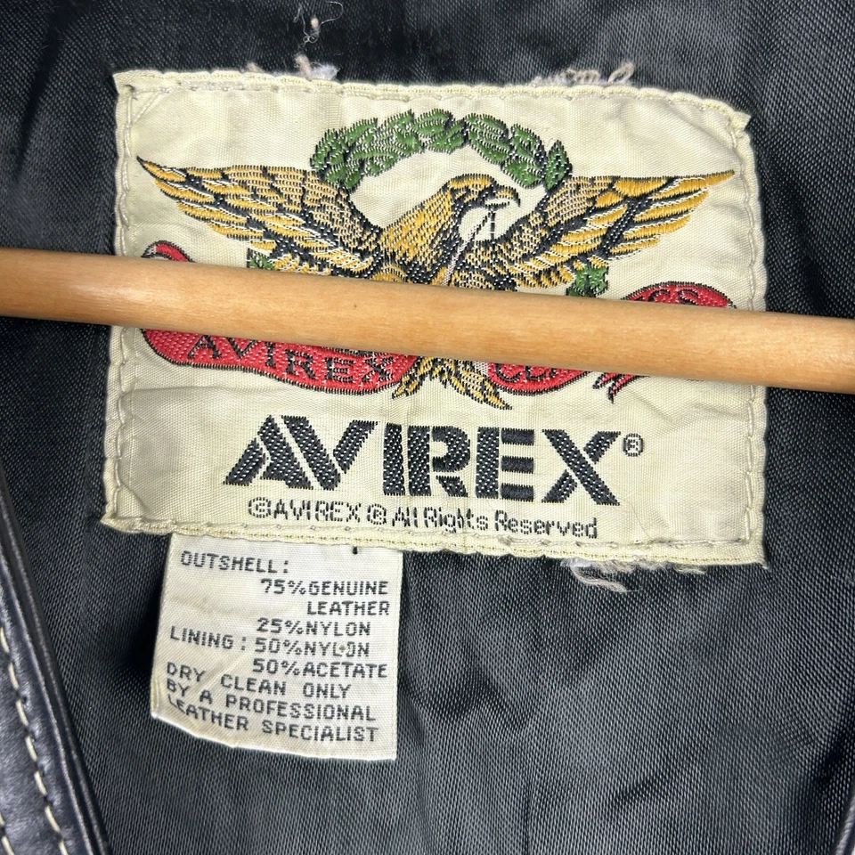 Avirex Leather Biker Vest Mens M Medium Motorcycle Snap Button Gilet Rare - image 2 of 4