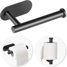 Matt Black Adhesive Toilet Paper Holder   Wall-Mount, No Drill, Stainless Steel