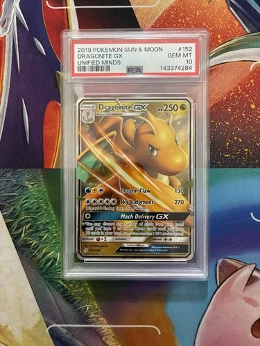 Pokemon Card PSA 10 2019 Pokemon Sun & Moon Unified Minds Dragonite GX Fresh