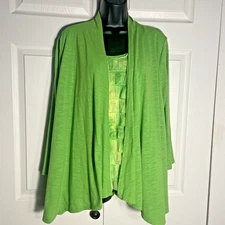Notations Shirt Women Extra Large Green Pullover Layered Flowy Long Sleeve Top