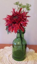 Pier 1 1868 Green Glass Replica Honey Bottle With Flowers In Resin Inside Bottle