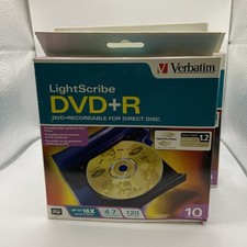 🔥Confezione da 10 supporti vuoti Verbatim Lightscribe DVD+R 4,7 GB 120 mn registrabili LOTTO🔥🔥