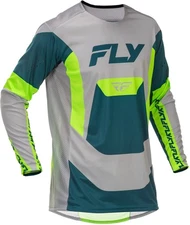 Fly Racing Lite Mens MX Offroad Jersey Gray/Lime Teal