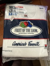 VINTAGE 1989 Fruit of the Loom Men's 3 Pack Crew Neck White T Shirts 42-44 Lg