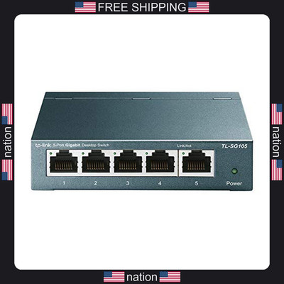 TP-Link TL-SG105, 5 Port Gigabit Unmanaged Ethernet Switch, Network Hub,