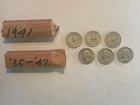 Silver Washington quarters, two rolls of forty.