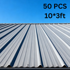 50pcs 10x3ft Corrugated Metal Roof Wall Panels Heavy Duty 1500 sq ft Silver