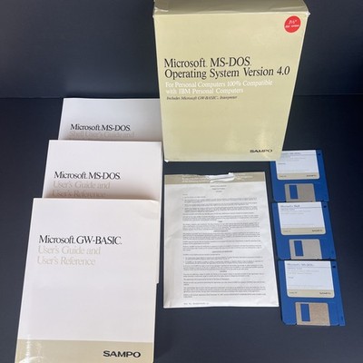 Microsoft MS-DOS 4.01 Operating System 3.5  Floppy Disks w Manuals Complete