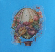 Floral Hot Air Balloon Transparent Sticker 2.18" x 1.78" AM