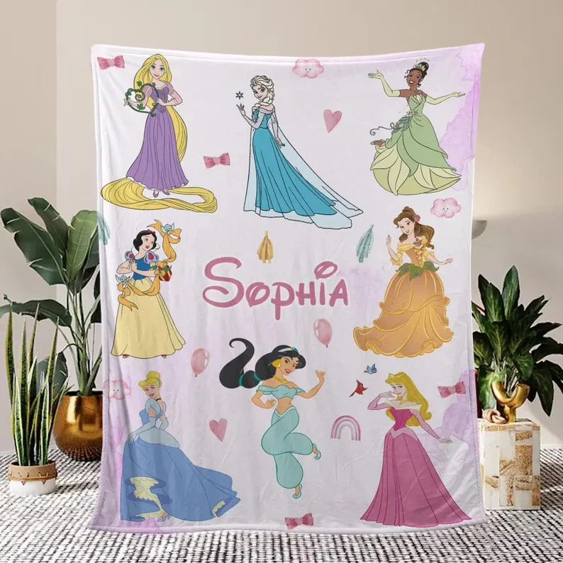 Personalized Disney Princess Fleece Blanket – Custom Name #1