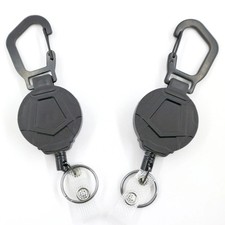 Heavy Duty Retractable Keyring Pull Key Chain Clip Recoil Holder Steel Cord