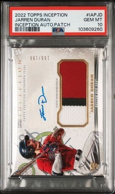 2022 Topps Inception 155/199 Jarren Duran RPA Rookie Patch Auto RC PSA 10