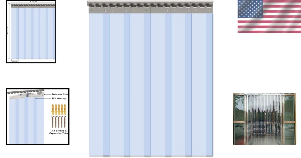 Cortina de puerta de tira de PVC resistente de 84" de altura - Ideal para almacenes y hogares Foto 2 de 4