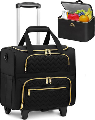 Chic 15.6'' Women's Rolling Laptop Bag with Insulated Lunch Box - Black