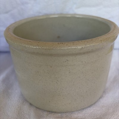 Vintage Stoneware Crock Salt Glaze 1 Quart 5.5x3.5 Great Condition Beige Finish
