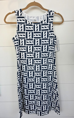NWT Mahi Gold Seaview Navy CC Shift Dress XS Sleeveless Geometric A-Line