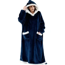 Blanket Sweatshirt Sherpa Plush Soft Comfy Fleece Oversized Hoodie Pocket Gift