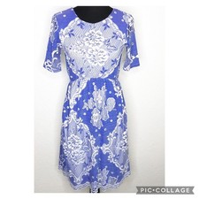 ASOS Maternity dress womens 4 blue white floral crochet overlay baby shower