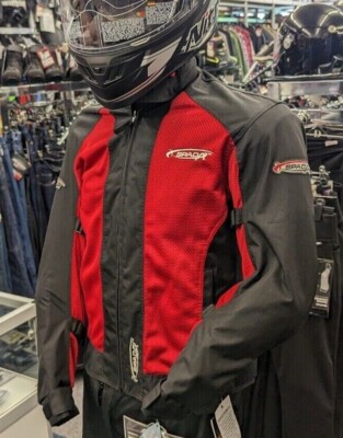 *HALBER PREIS* SPADA AIRMOTO 2 MOTORRAD SOMMER BELÜFTETE MESH JACKE SCHWARZ ROT