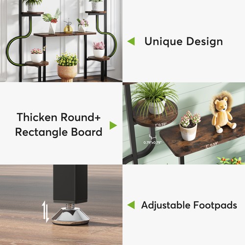Tribesigns Indoor Plant Stand Wood Metal Potted Flower Rack Shelf for Balcony - Picture 7 of 8