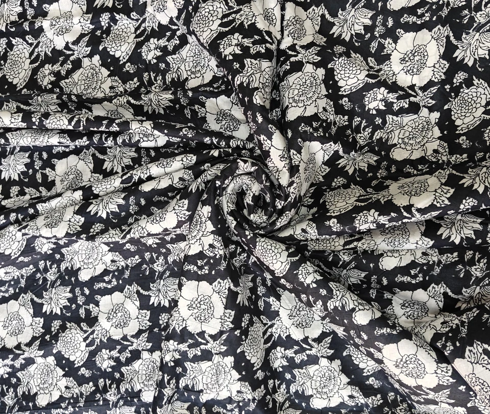 Indian Fabric Cotton Fabric By Yard Hand Block Floral Print fabric Dressmaking - Image 2 of 4