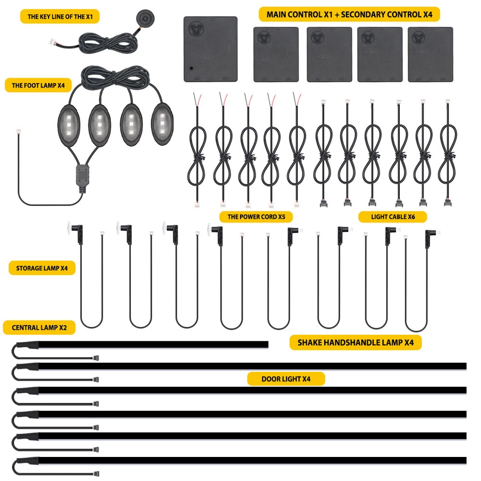 Kit de luces interiores LED RGB para automóvil guía acrílica fibra óptica luz ambiental sinfonía Foto 2 de 4