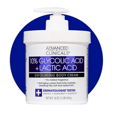 Advanced Clinicals 10% Glycolic Acid + Lactic Acid Lotion Exfoliant Moisturizing