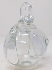 John Bingham Signed Hanging Ornament Witch Ball Biomorphic Art Glass Clear