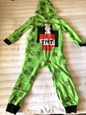 MINECRAFT mojang Youth 4/5 Green Pajama One Piece Jumpsuit