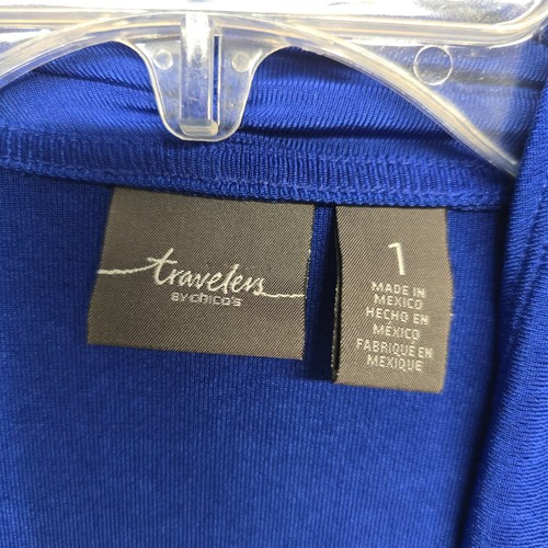 Chicos Travelers Cardigan Womens Size 1 Blue Packable Slinky Knit US Small 8 - Picture 3 of 13