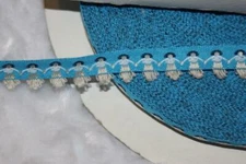 5 yards turquoise tan black 3d Hawaiian hula girl skirt fringe trim 1/2" wide