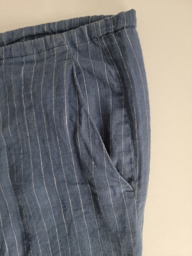 Willi Smith Pants SZ 8 Womens 100% Linen Straight Wide Leg Blue Striped - Picture 4 of 10