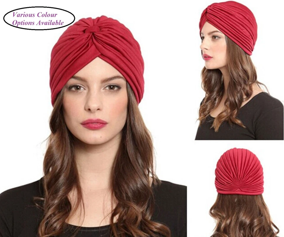 Turban Casquette Hijab Bandeau Bandana Enveloppant Uni Chapeau Cheveux Perte - Photo 1/4