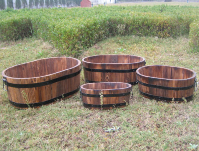 DeVault Enterprises Wooden Oval Planter (Set of Four)