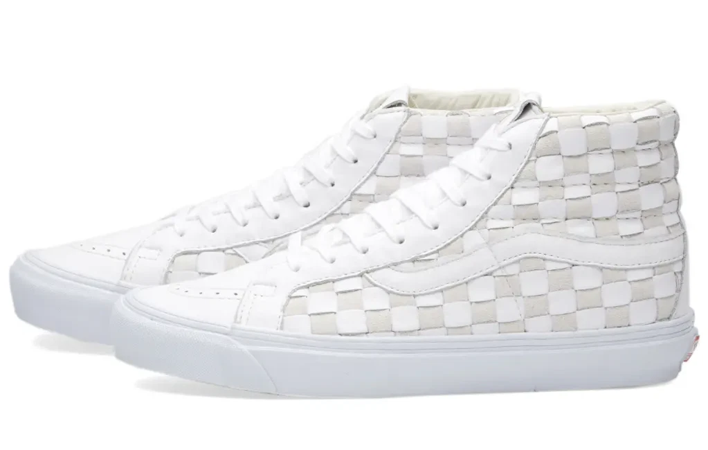 Vans OG SK8-Hi LX Woven Leather '50th Checkerboard' White VN0003T0IM4 Men's 8-12