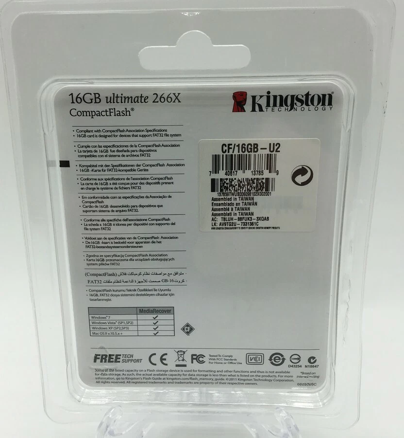 Kingston Ultimate 16 GB 266x CompactFlash Memory Card (CF/16GB-U2) - Image 2 of 2