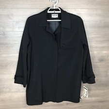 Mdp Mario De Pinto Women’s 12 Jacket Trench Black Button Front Polyester New