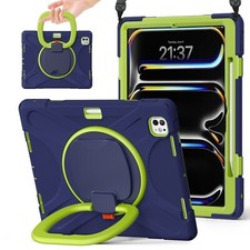 For Apple iPad Pro 13 2024 360 Degree Hybrid Case Holder and Shoulder Strap
