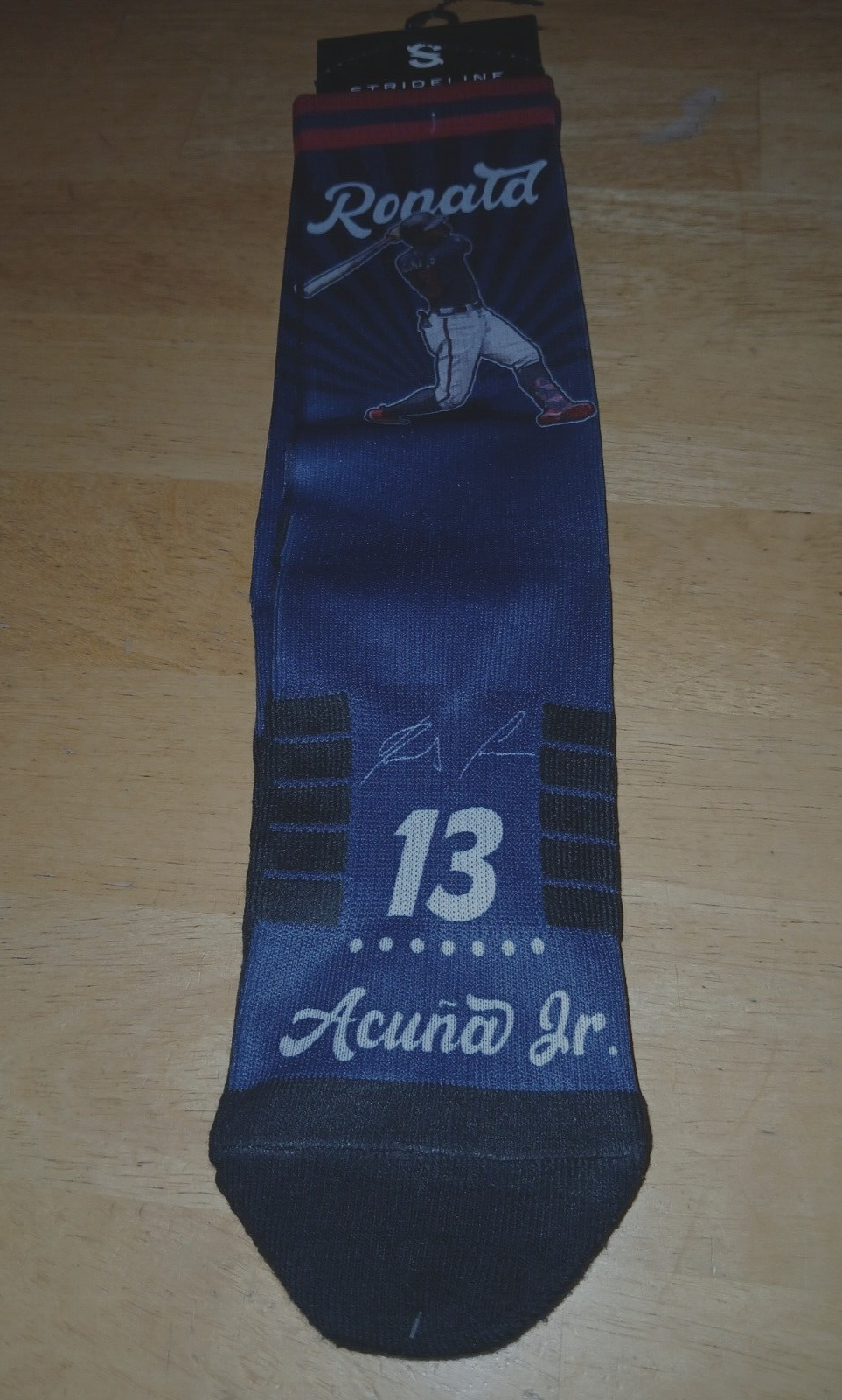 STRIDELINE MLB PLAYERS SOCKS-RONALD ACUNA JR.-NEW-$19.99-RETRO-PREMIUM FULL SUB