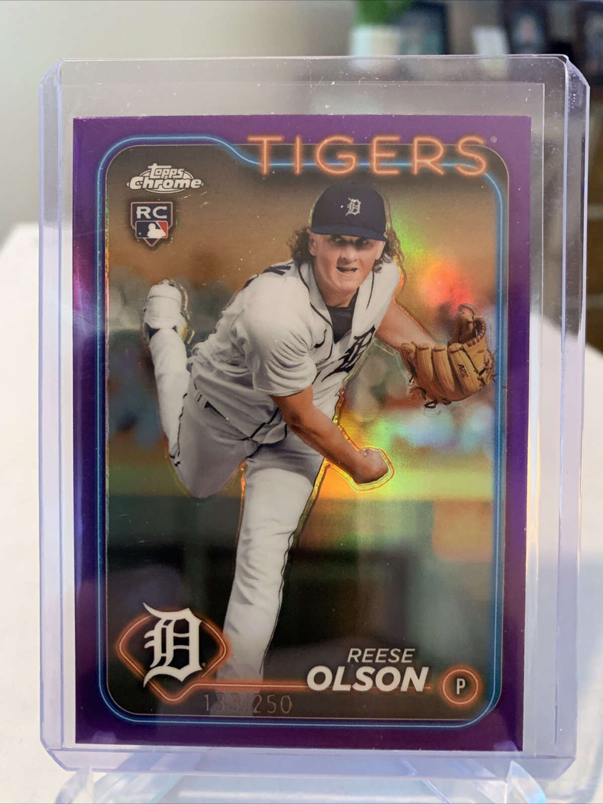 2024 TOPPS CHROME REESE OLSON ROOKIE PURPLE REFRACTOR /250 DETROIT TIGERS #40